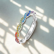 925 Silver Rainbow CZ Rings