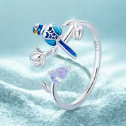925 Sterling Silver Blue Bird Ring