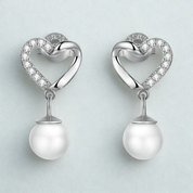 925 Sterling Silver Love Shell Pearl Earrings