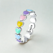 925 Sterling Silver Rainbow Heart Ring