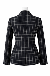 Handwoven Cotton Blazer for Women Slim Fit Check Plaid Jacket in Midnight Grid & Harvest Plaid