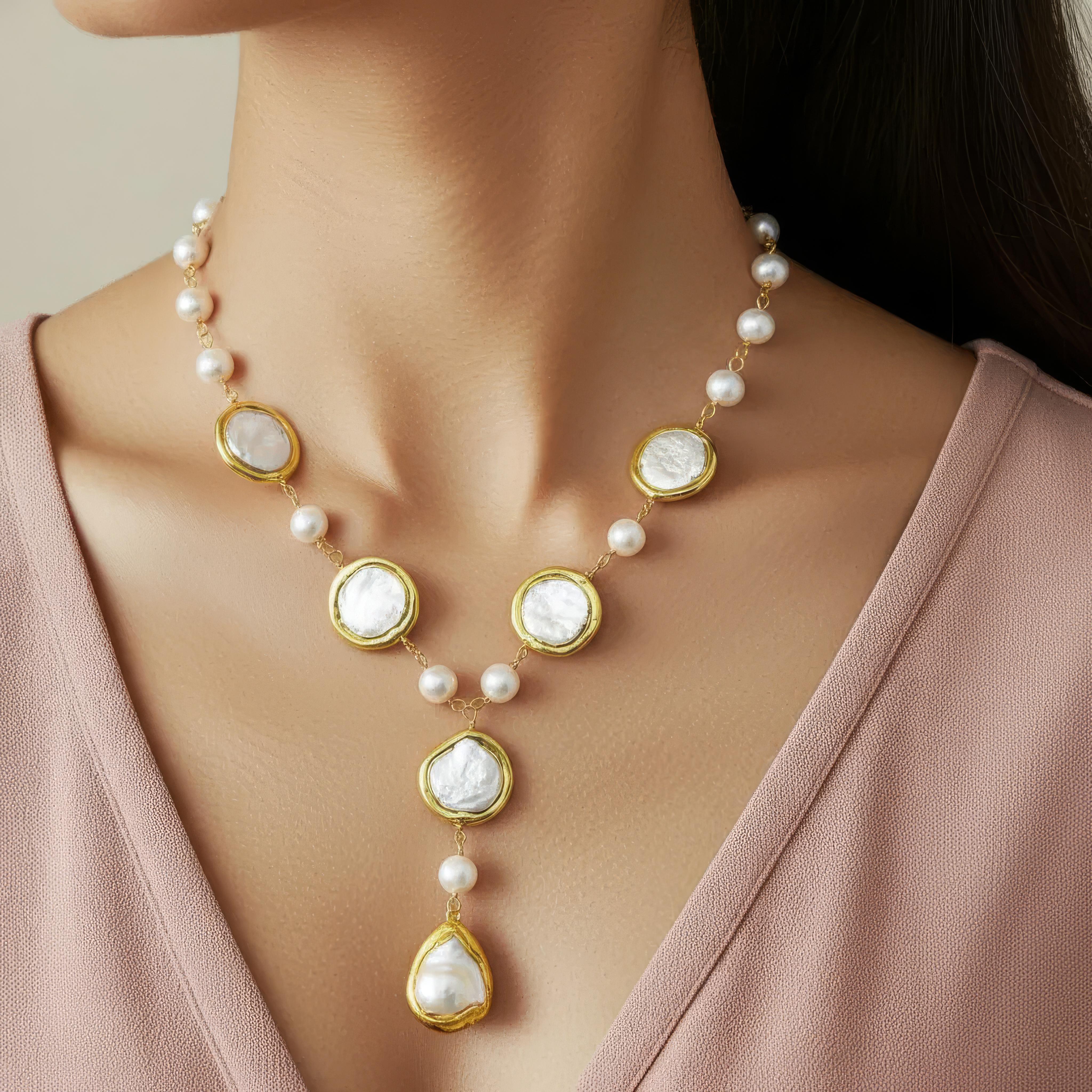 Natural Fresh water White Pearl Necklace