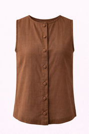 Pure Cotton Sleeveless Button-Down Top and Shorts Co-ord Set for Women Breathable Summer Two-Piece Matching Set
