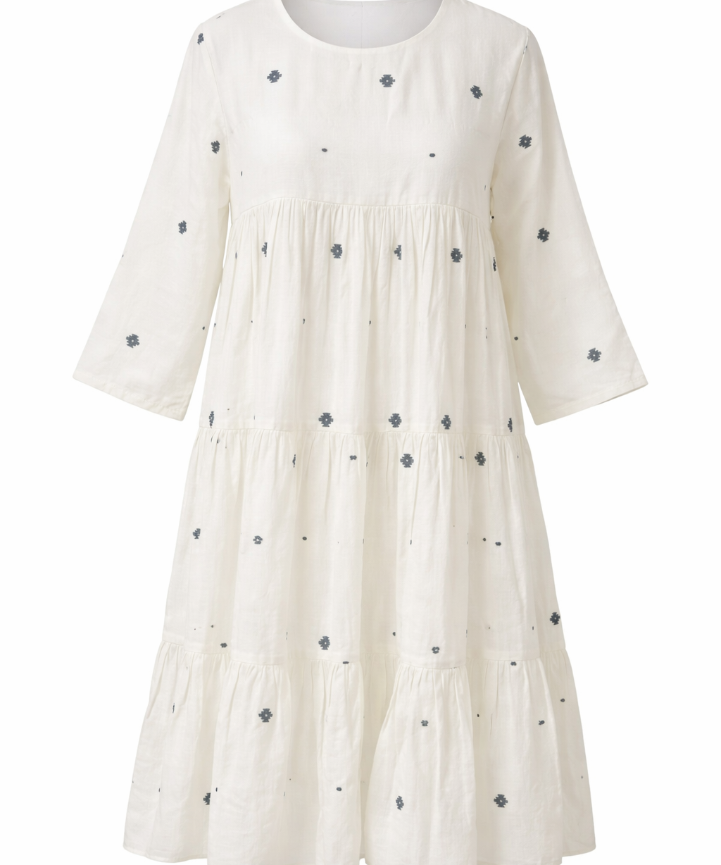 Jamdani Handwoven Pure Cotton Dress for Women Traditional Artisan Woven Breathable