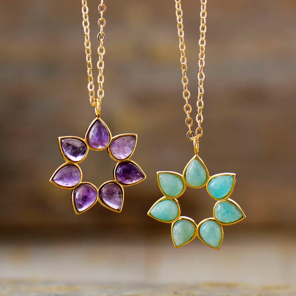 Amethyst & Amazonite Flower Choker