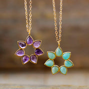 Amethyst & Amazonite Flower Choker
