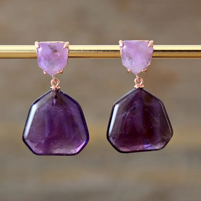 Amethyst & Tiger Eye Stud Earrings