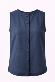 Pure Cotton Sleeveless Button-Down Top and Shorts Co-ord Set for Women Breathable Summer Two-Piece Matching Set