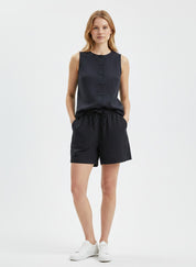 Pure Cotton Sleeveless Button-Down Top and Shorts Co-ord Set for Women Breathable Summer Two-Piece Matching Set