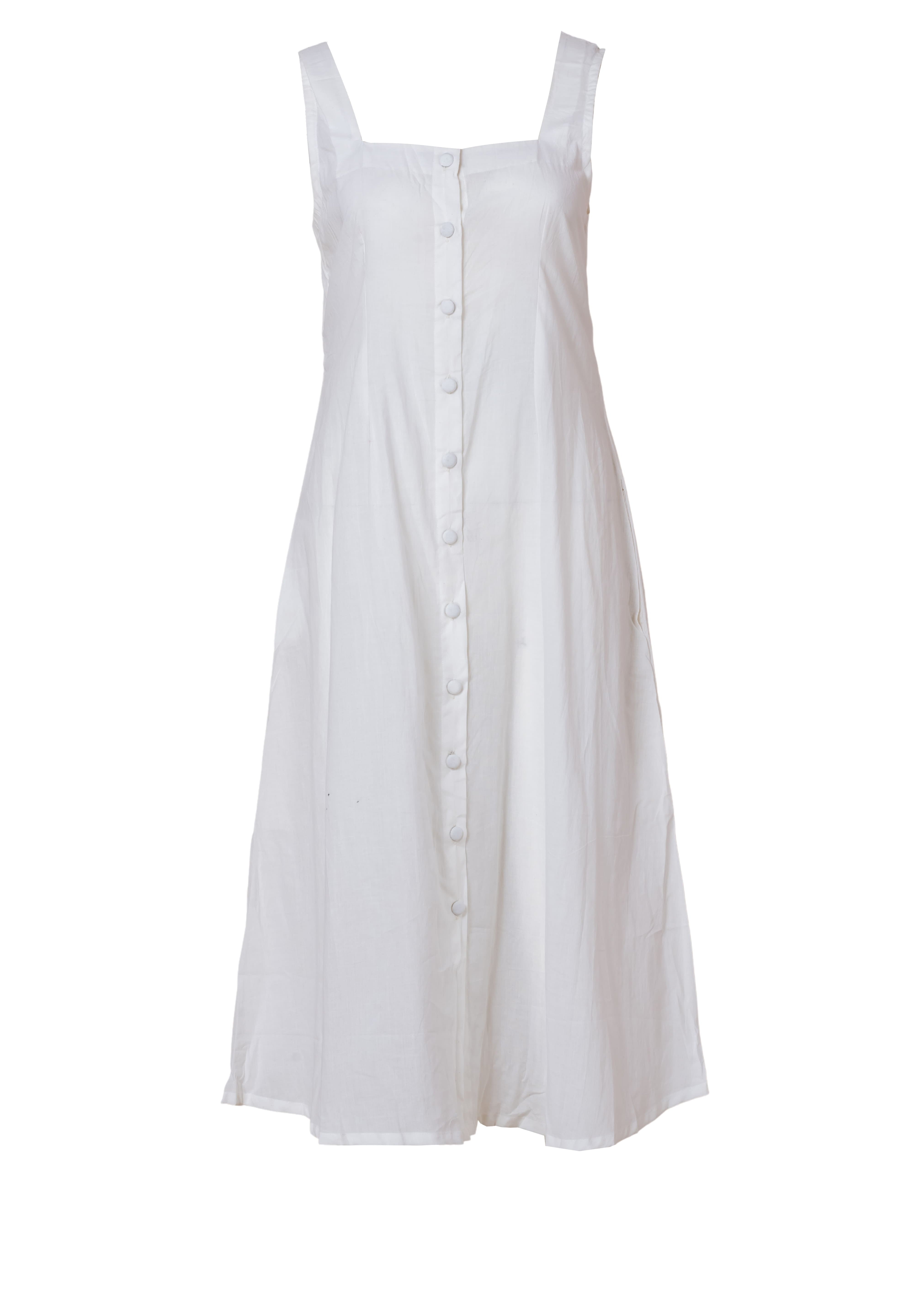 Button-down pure cotton midi dress women summer styling