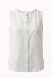 Pure Cotton Sleeveless Button-Down Top and Shorts Co-ord Set for Women Breathable Summer Two-Piece Matching Set