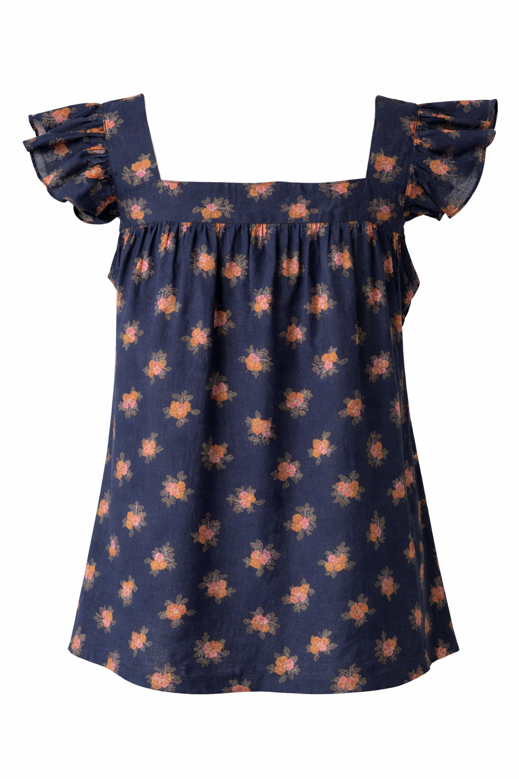 Botanical Print Feminine Flutter Sleeve Blouse