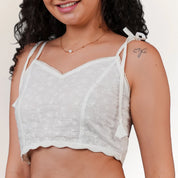 Cotton Embroidered Co-Ord Set for Women in Ivory