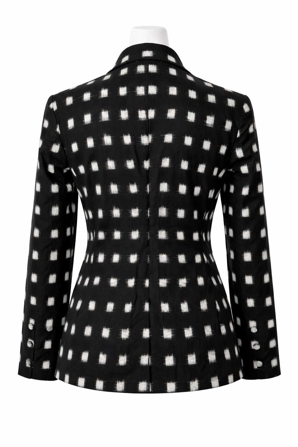 Ikat Cotton Blazer for Women Handwoven Ethnic Jacket Fitted Waist Notch Lapel