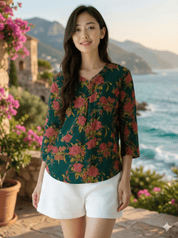 Floral Cotton Casual Top for Women