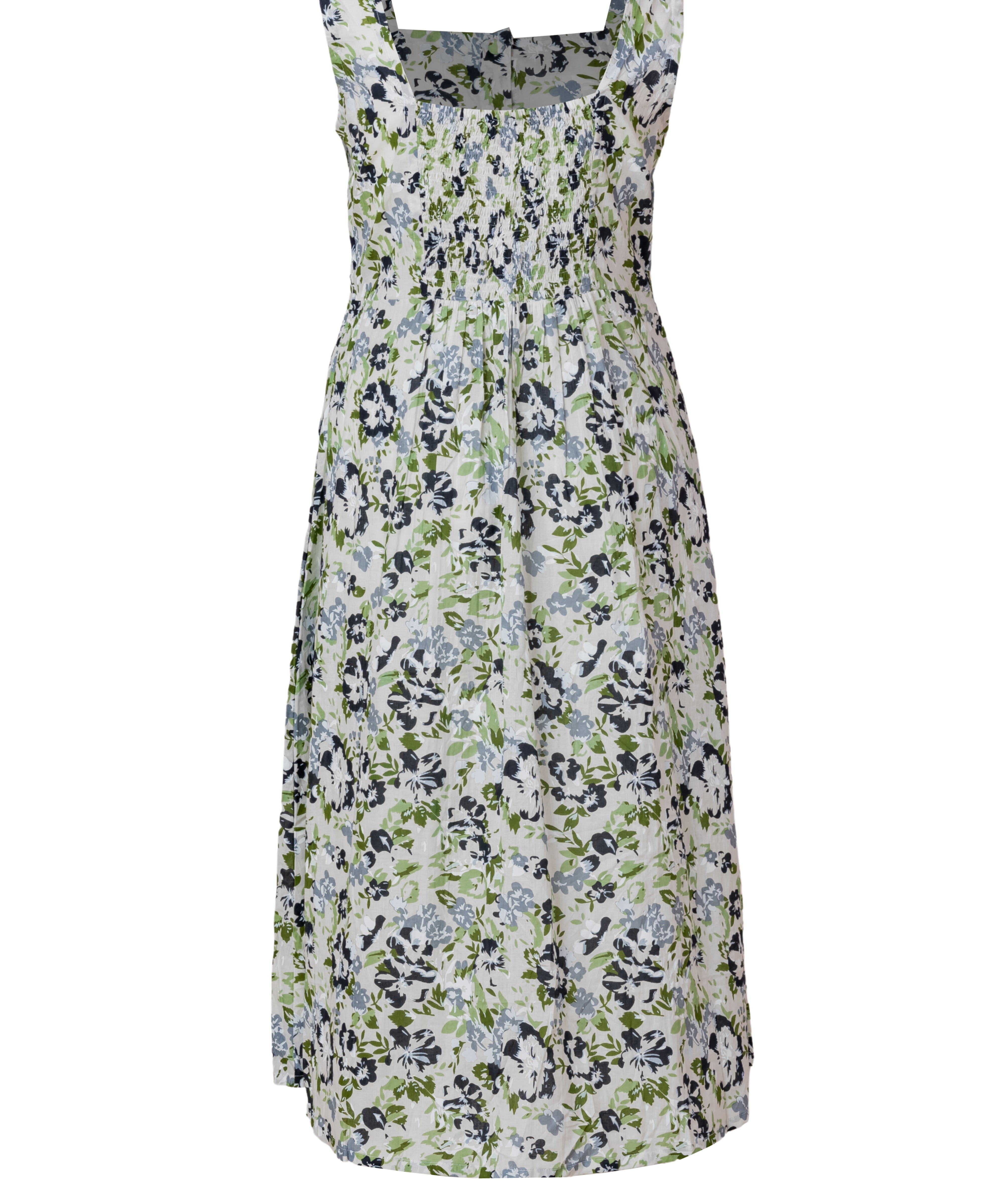 Green floral cotton midi dress women breathable casual outfit