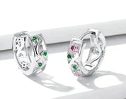 925 Sterling Silver Flower Hoop Earrings