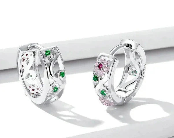 925 Sterling Silver Flower Hoop Earrings
