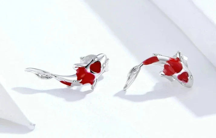 925 Sterling Silver Koi Fish Ear Studs