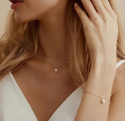 925 Sterling Silver Necklace with Freshwater Rice Pearl Pendant