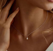 925 Sterling Silver Necklace with Freshwater Rice Pearl Pendant