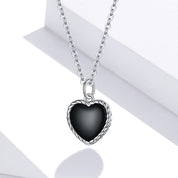 925 Sterling Silver Black Heart Love Necklace
