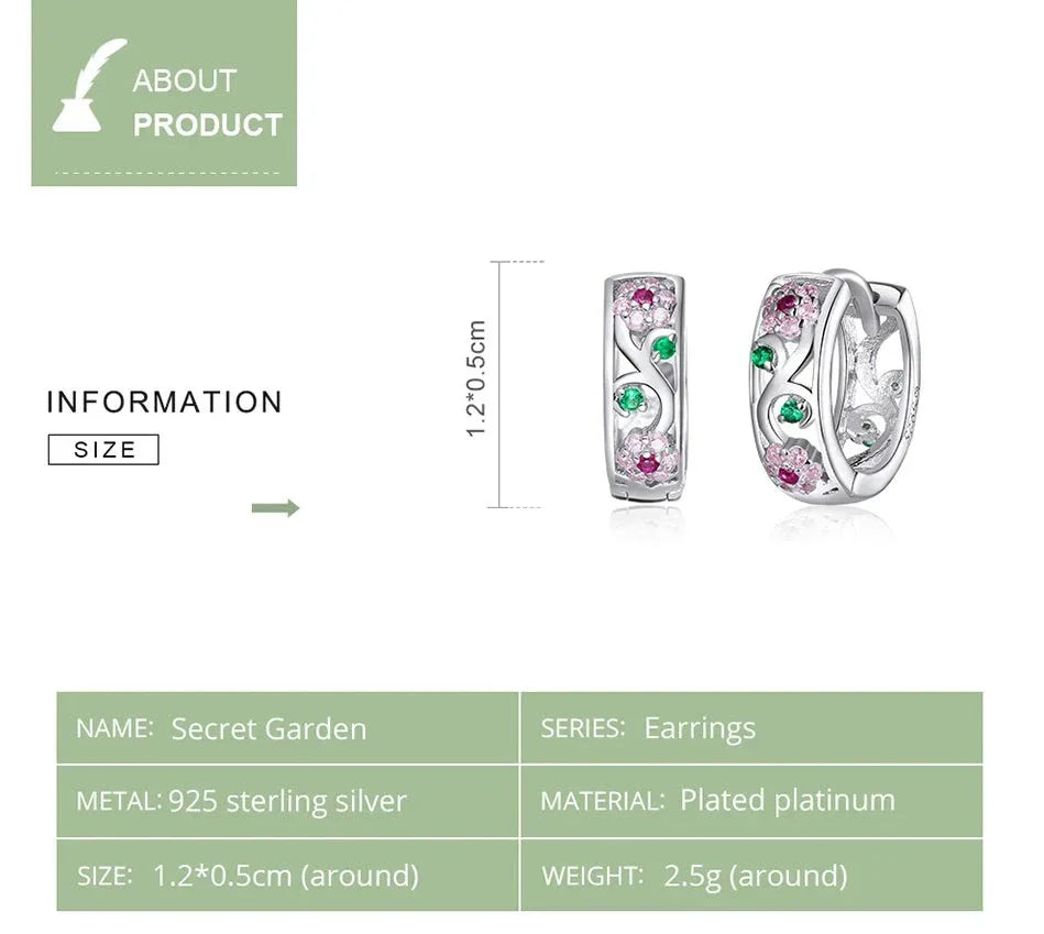 925 Sterling Silver Flower Hoop Earrings