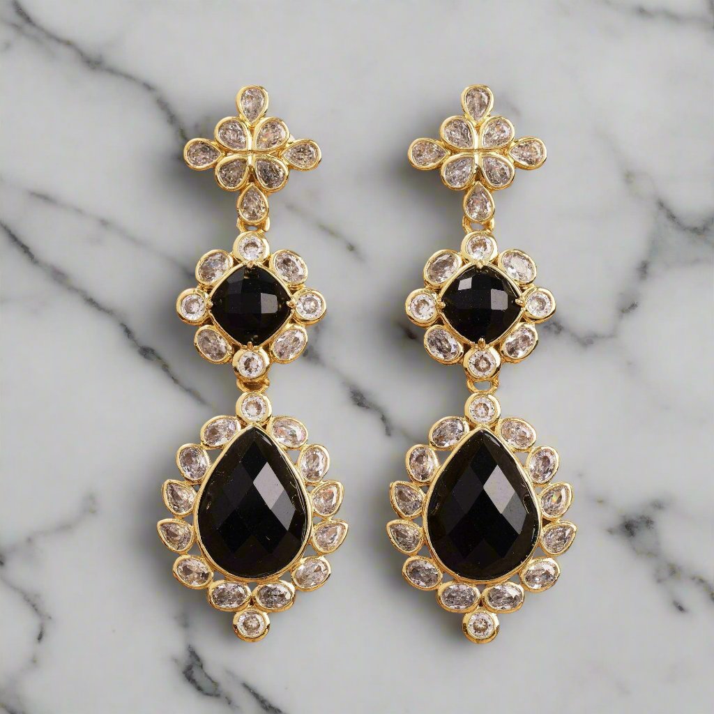 Gemstone CZ Dangle Earrings