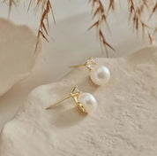 925 Sterling Silver 8-9mm Natural Pearl Stud Earrings