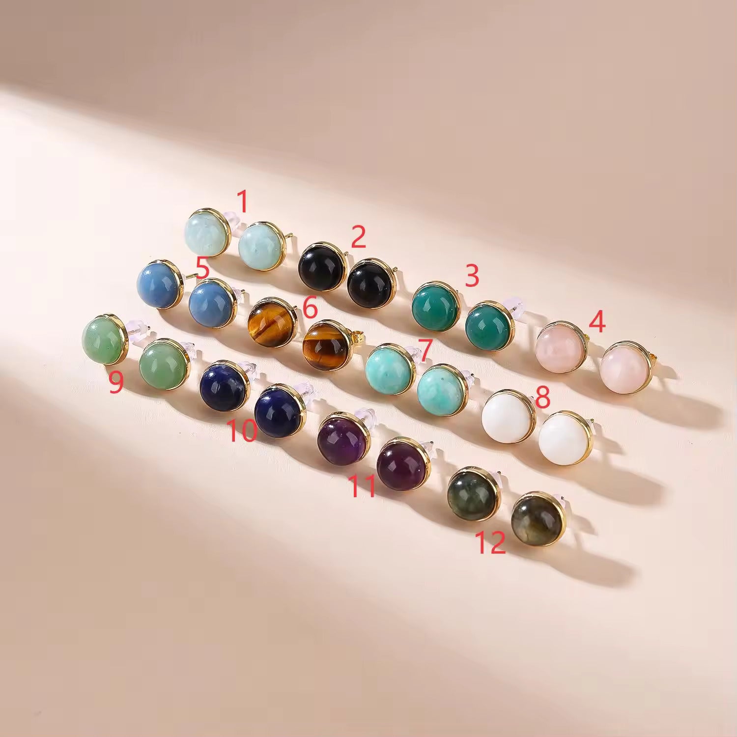 Gold Plated Amethyst Rose Quartz Mushroom Earrings