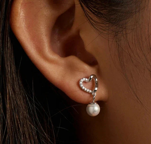 925 Sterling Silver Love Shell Pearl Earrings