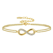 925 Sterling Silver D Color Moissanite Double Chain Infinity Bracelet