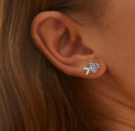 925 Sterling Silver Fish Earring