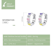 925 Sterling Silver Rainbow Heart Hoop Earring