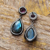 Natural Labradorite Teardrop Dangle Gemstone Earrings