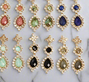 Gemstone CZ Dangle Earrings