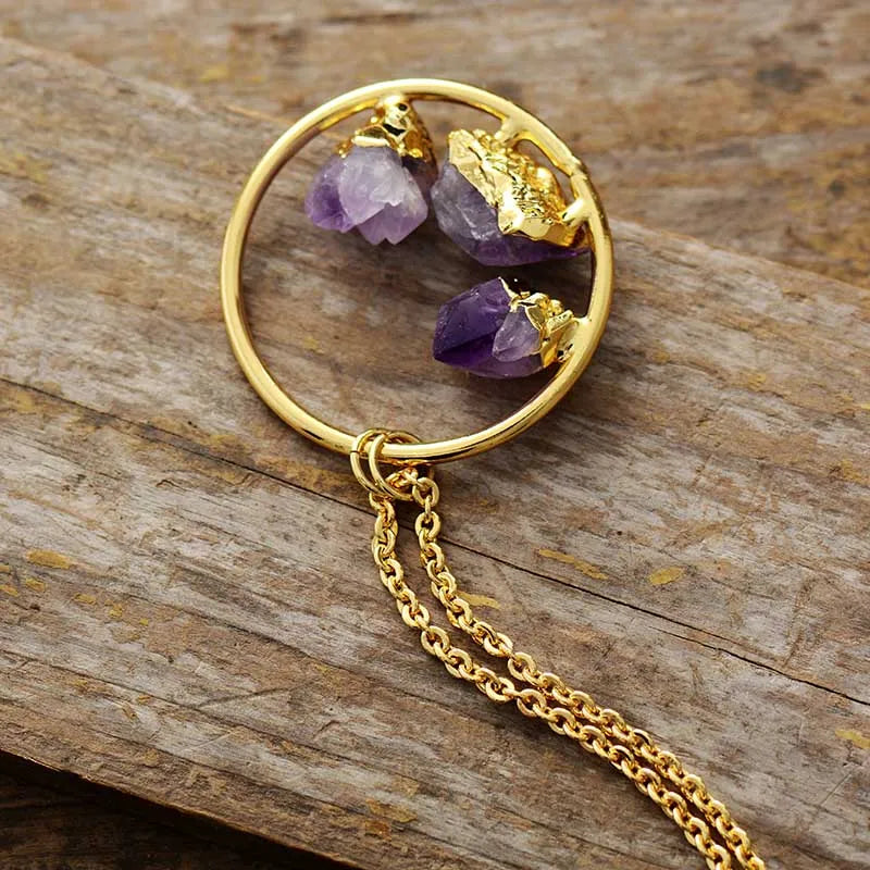 Natural Gemstone Amethyst Pendant Necklace