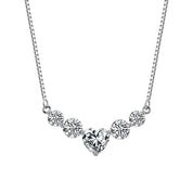 Heart Cluster 925 Sterling Silver Heart D Color Moissanite Cluster Necklace