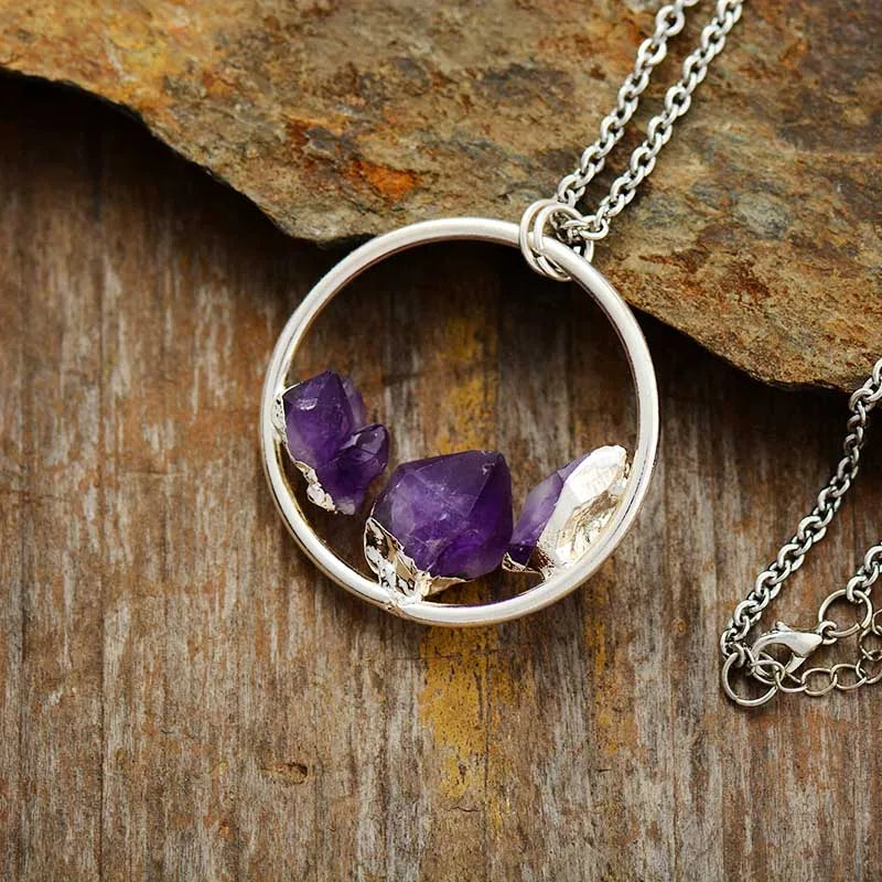 Natural Gemstone Amethyst Pendant Necklace