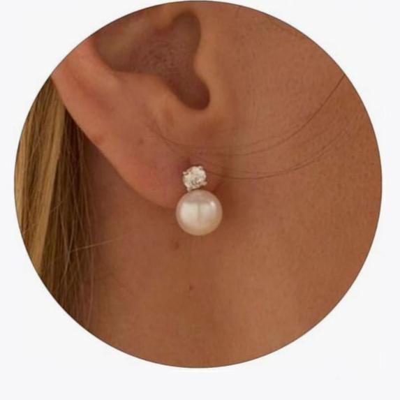 925 Sterling Silver 8-9mm Natural Pearl Stud Earrings