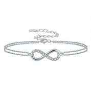 925 Sterling Silver D Color Moissanite Double Chain Infinity Bracelet