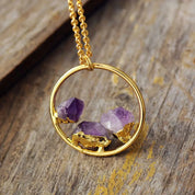 Natural Gemstone Amethyst Pendant Necklace