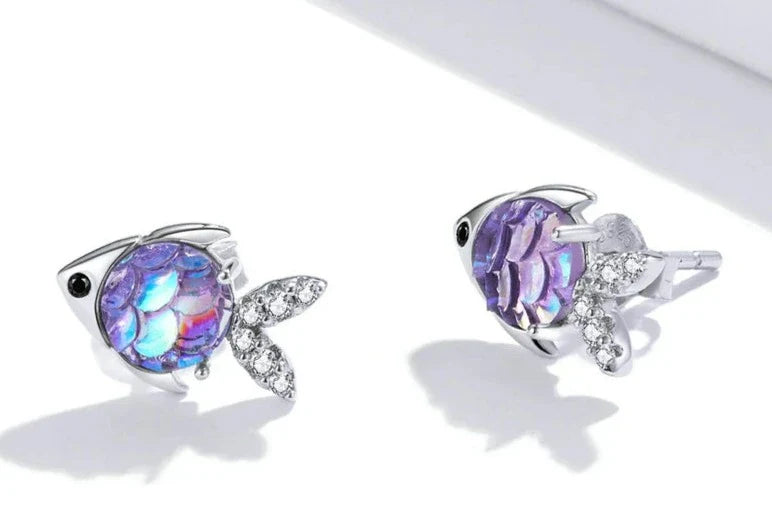 925 Sterling Silver Fish Earring
