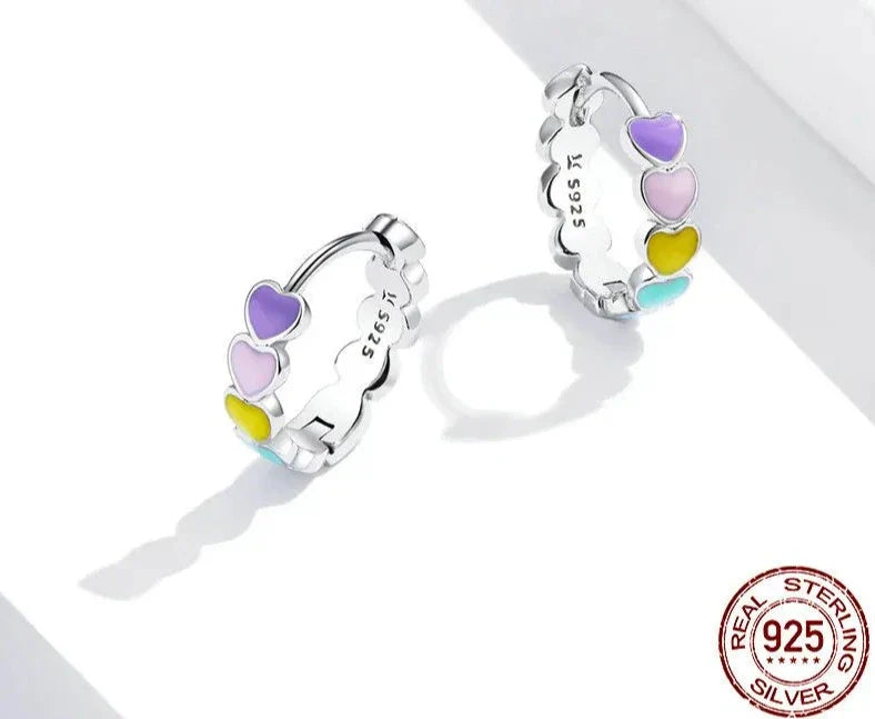 925 Sterling Silver Heart Earrings Ring Set