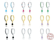 925 Silver Colorful Zirconia Drops
