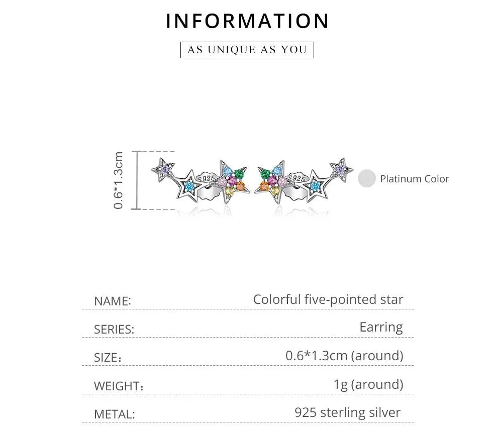 925 Sterling Silver Star Earring