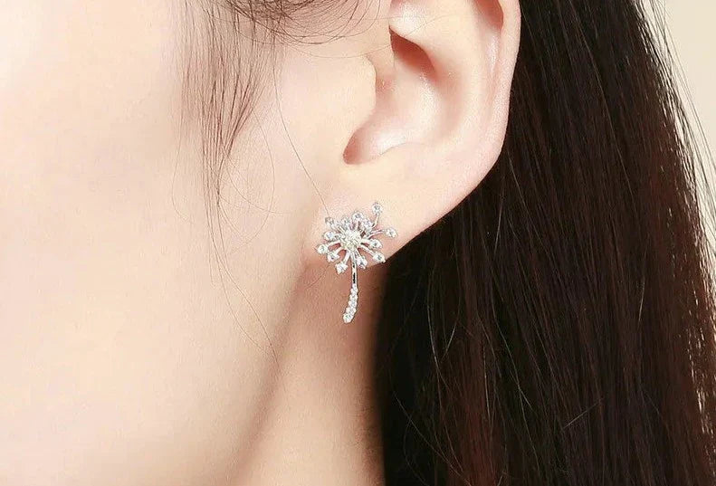 925 Sterling Silver Dandelion Love Earrings