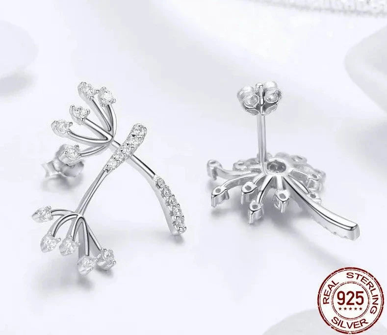 925 Sterling Silver Dandelion Love Earrings