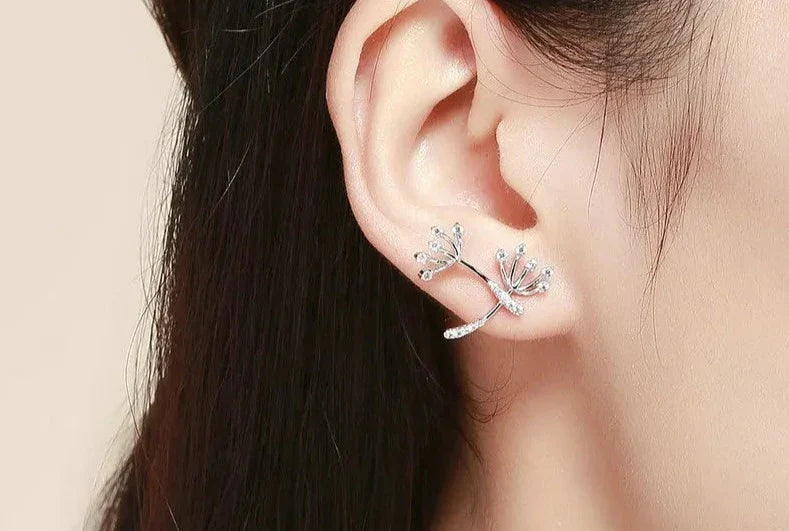 925 Sterling Silver Dandelion Love Earrings