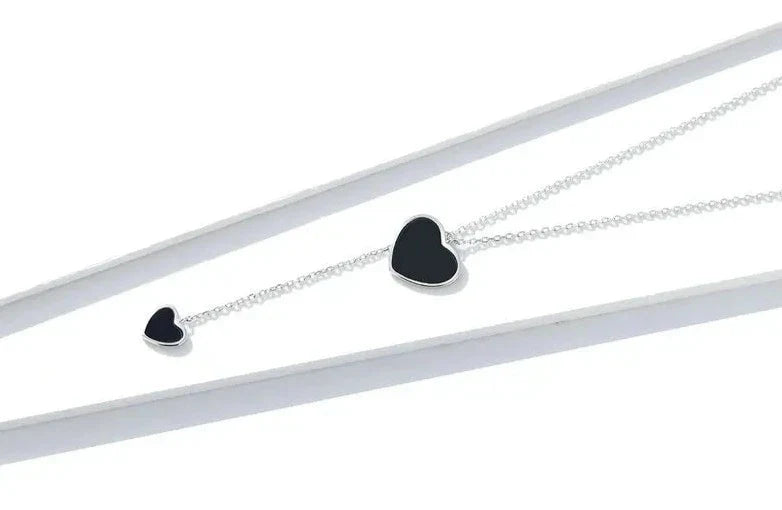 925 Sterling Silver Black Heart Necklace